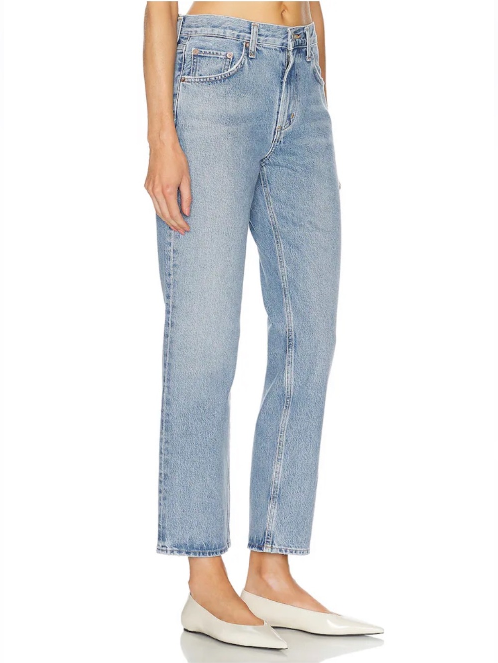 Agolde Valen Straight Leg Jeans in Light Blue Wash 100% cotton